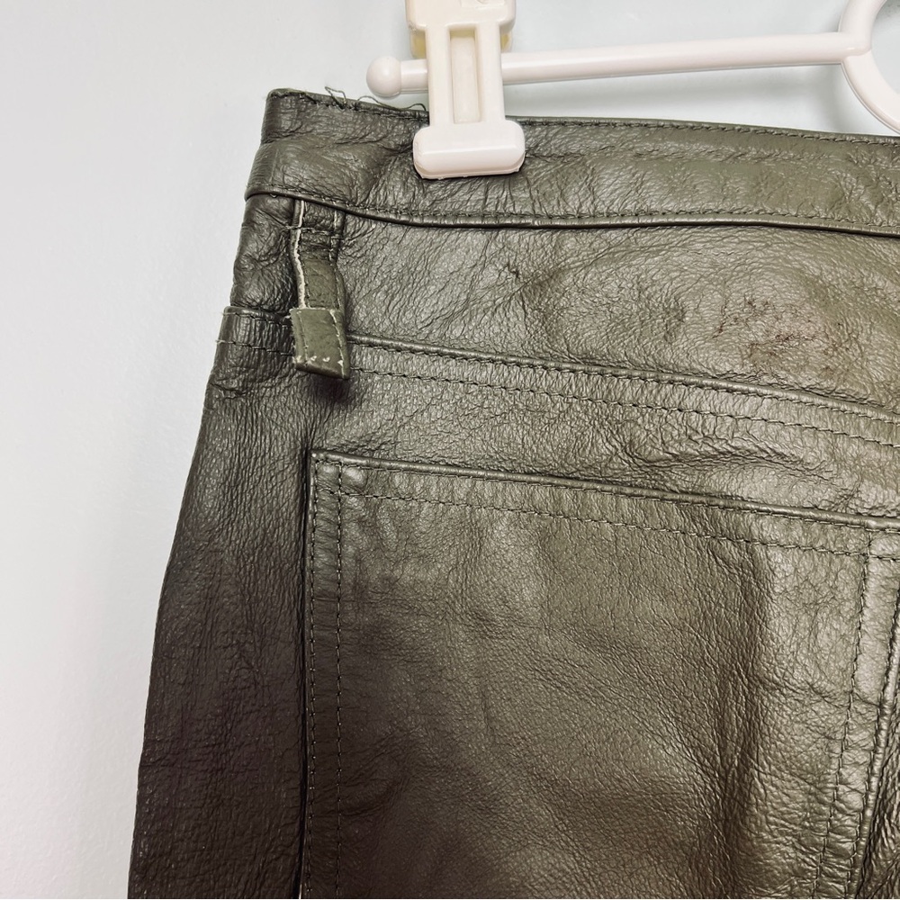 Metrostyle Vintage Dark Green Leather Pants -Mid Rise Bootcut Size 10P - Picture 6 of 15